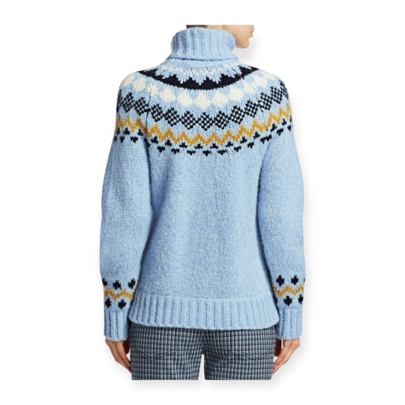 Derek Lam 10 Crosby Diagonal Fair Isle Alpine Turtleneck Sweater, Size S blue - Picture 2 of 15